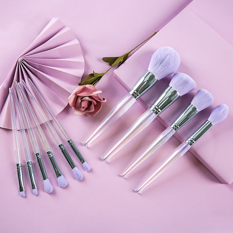 New 10PCS Crystal Handle Moonlight Glass Makeup Brush Set Brush Loose Powder Repair Blush Eyeshadow Brush