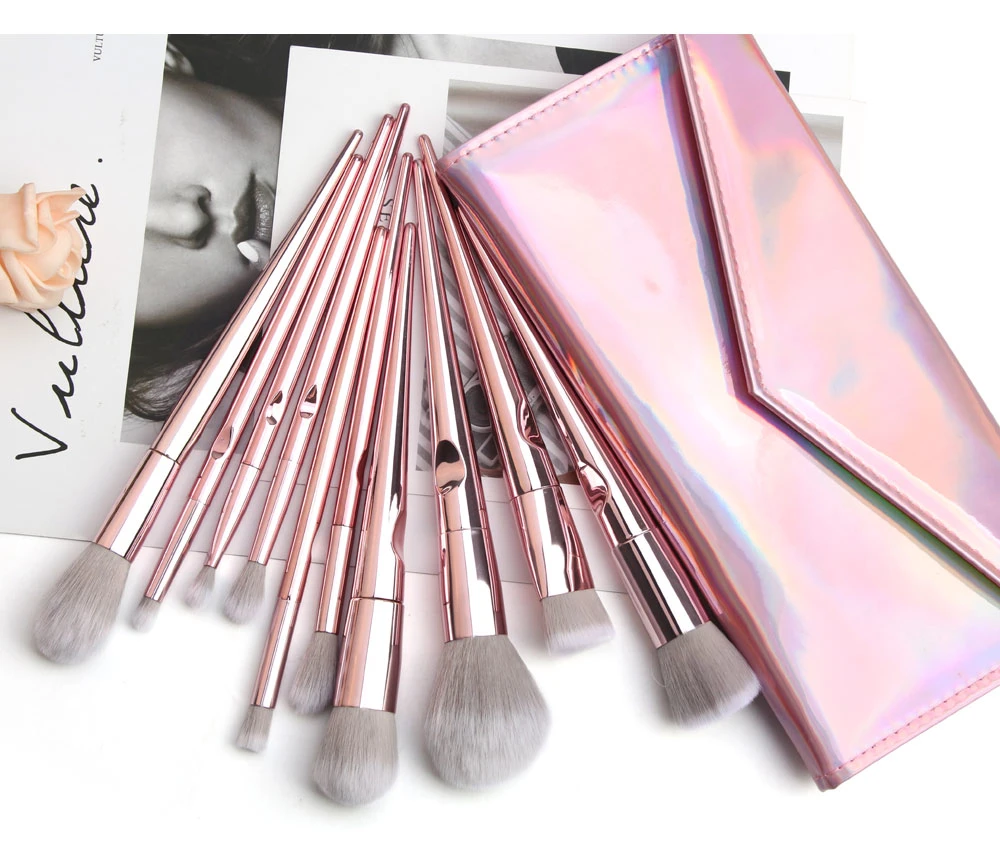 10PCS Makeup Brushes Set Cosmetic Foundation Lip Blending Brushes Tool