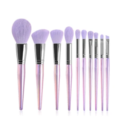 Nouveau 10 pièces poignée en cristal clair de lune verre maquillage pinceau ensemble brosse poudre libre réparation Blush fard à paupières brosse