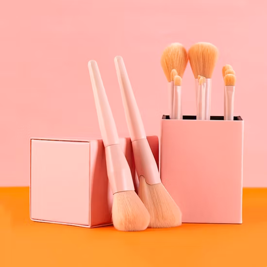 Ensemble de pinceaux cosmétiques professionnels, 11 pièces, marque privée, Vegan, fard à paupières, poudre, fond de teint, pinceau de maquillage rose