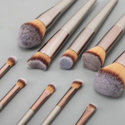 Ensemble de 10 pinceaux de maquillage de luxe, pinceaux cosmétiques en cheveux synthétiques de qualité supérieure pour fond de teint, mélange de poudre, crème liquide, correcteur conique, contour, ombre à paupières, blush