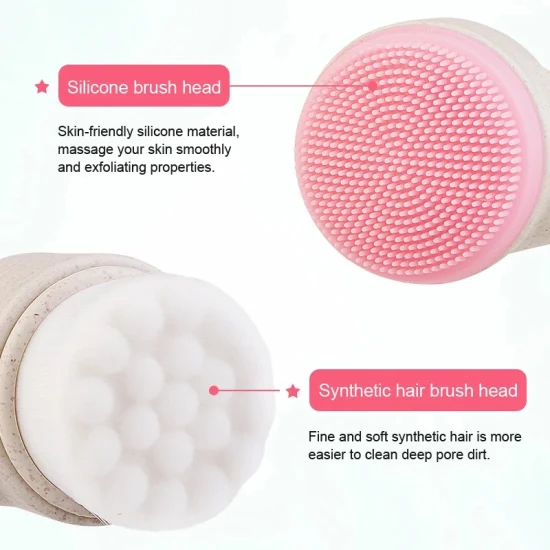 Brosse biodégradable en paille de blé pour le nettoyage du visage avec massage en silicone